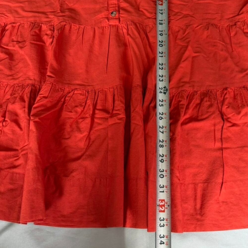 Free People Red Cotton Tiered Mini Shirt Dress Women's Small S Button Front - Picture 8 of 11